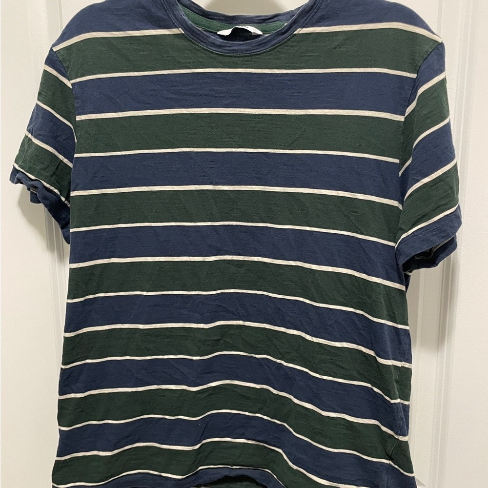 ONLY & SONS Green and Blue Striped Short Sleeve Tee